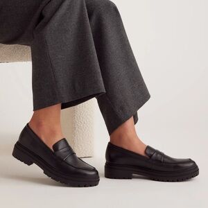 Quince Italian Leather Lug Sole Loafers 8 NIB black